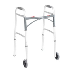 Drive Medical Deluxe Folding Walker, Two Button with 5" Wheels - Image 1