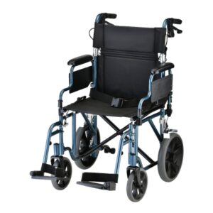 Transport Chair with 19.5" Wide Seat – Ultra Lightweight Aluminum, Swing-Away Footrests, Desk-Length Arms