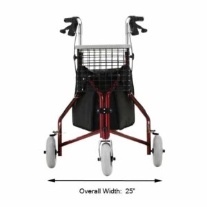 Nova Ortho-Med 3 Wheel Rollator Traveler® Red - Image 4