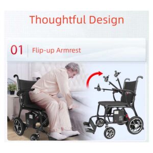 Med Mobility Lightweight Foldable Electric Wheelchair Carbon - Image 9