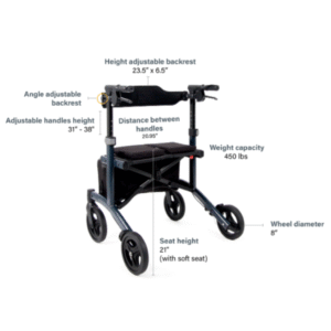 Triumph Escape HD – Lightweight Rollator Walker with Chair - Image 2