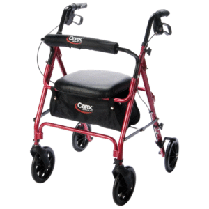 Carex Four Wheel Walker with Seat – Lightweight Aluminum Rollator