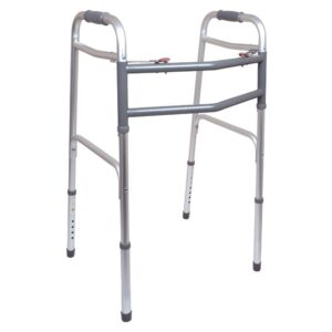 ProBasics Bariatric Two-Button Release Folding Walker, Aluminum, No Wheels - Image 1